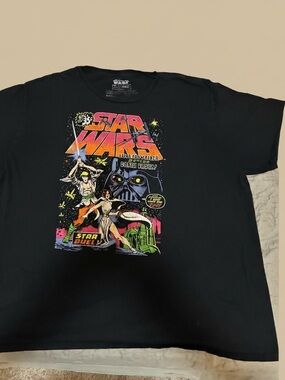 Star Wars Black Tee with Retro Multicolor Comic Art